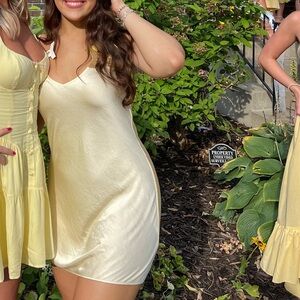 Aritzia Wilfred Only Slip Yellow Mini Dress